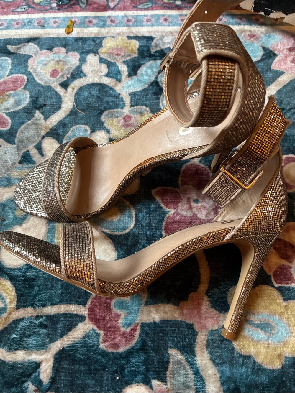 Mix No. 6 Laela Gold Mesh Ankle-Strap High Heel Sandals 8.5